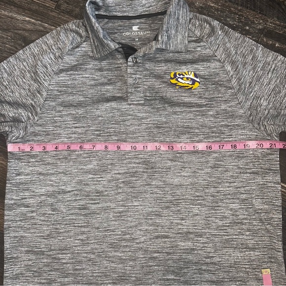 Colosseum Gray LSU Men's Polo Shirt Eye Of The Tiger Short Sleeve Dry Fit Medium - Picture 4 of 5